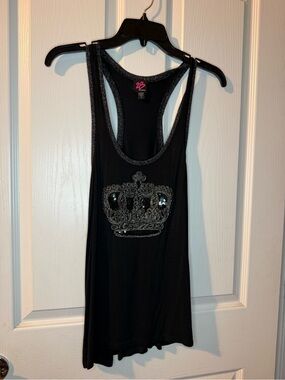 2B Bebe Black  Crown Racerback Tank
